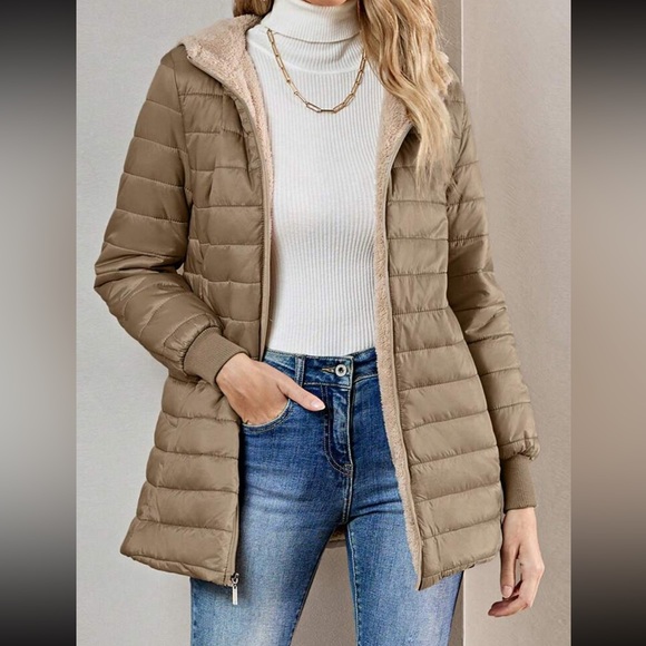 Luxe quilted teddy lined hooded jacket
